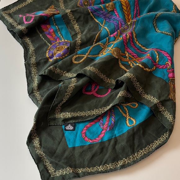 Vintage Accessories - 100% Silk Vintage | Colorful Scarf with Nautical Design